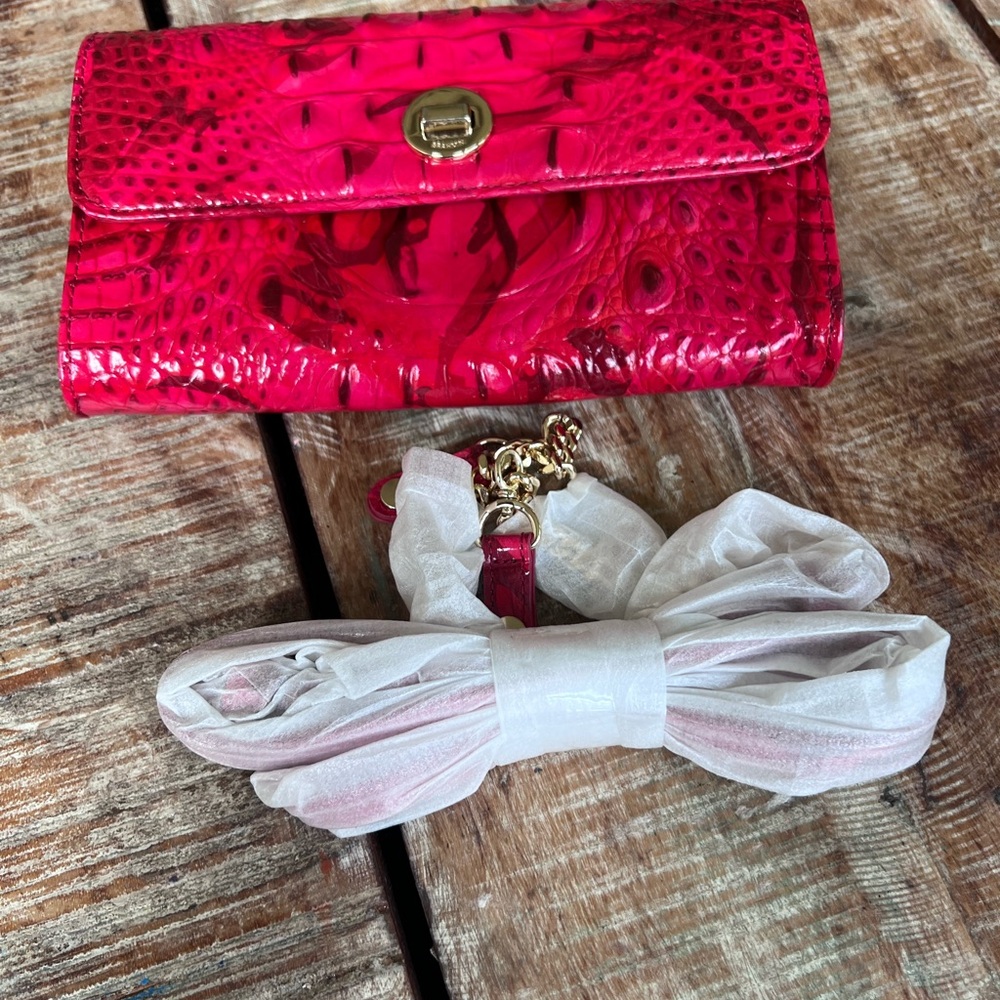 Brahmin Vibrant Red Crocodile-Embossed Wallet